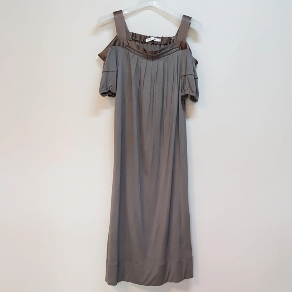 MAJE Off The Shoulder Dress 100% silk viscose